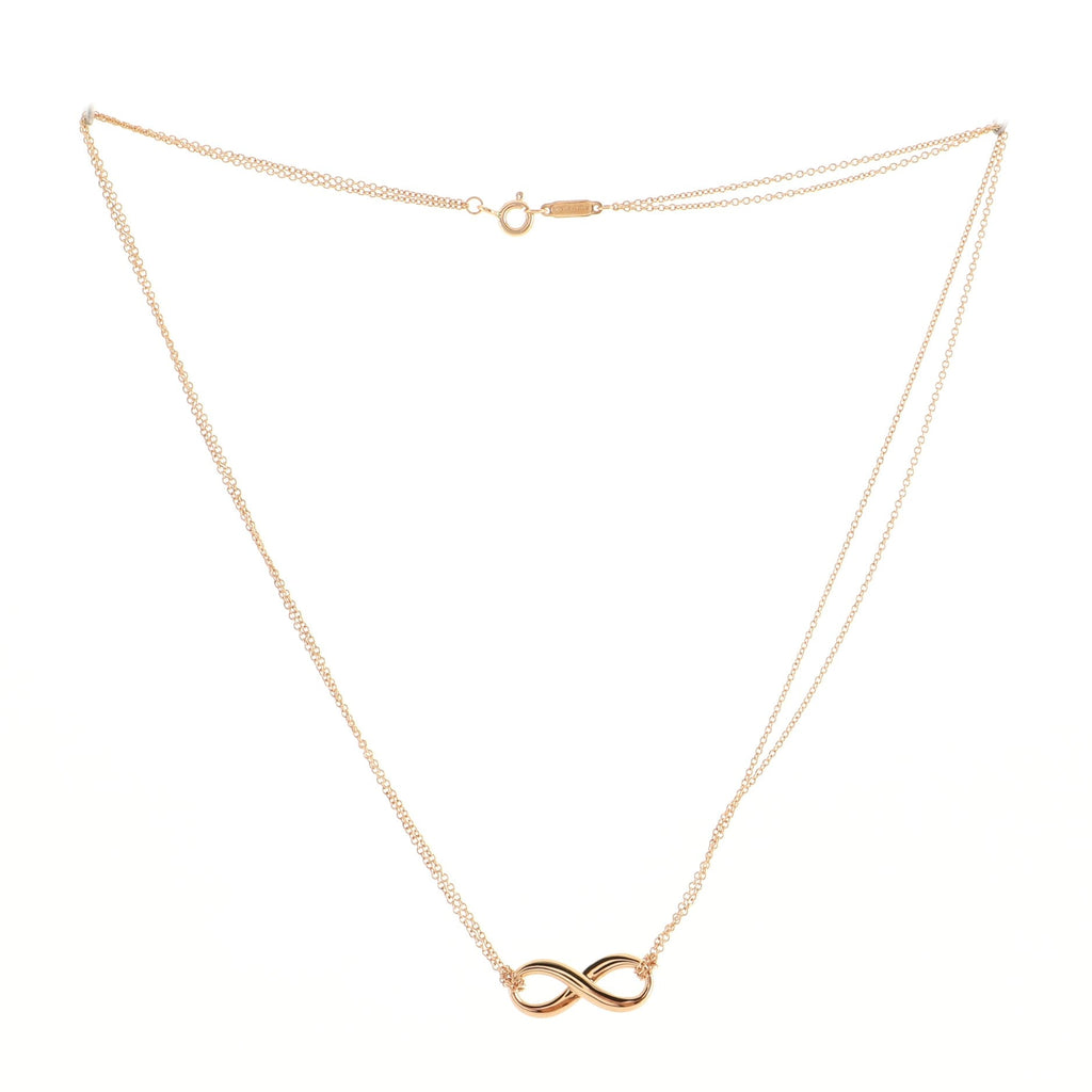Infinity Double Chain Pendant Necklace 18K Rose Gold