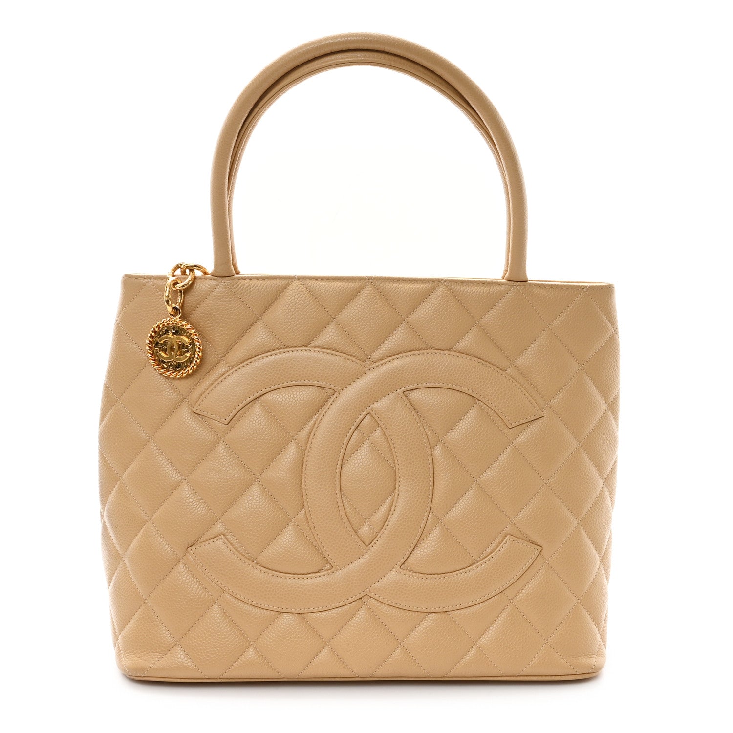 Caviar Quilted Medallion Tote Beige