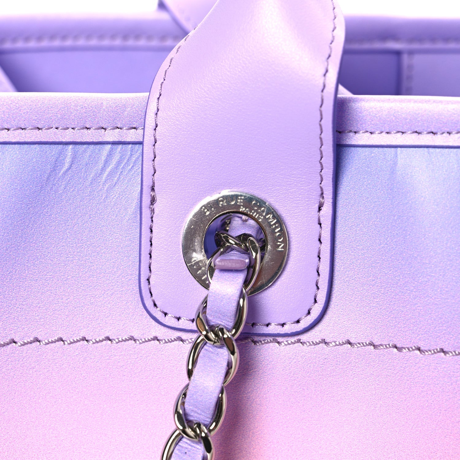 Shaded Calfskin Medium Deauville Tote Light Purple Pink Coral