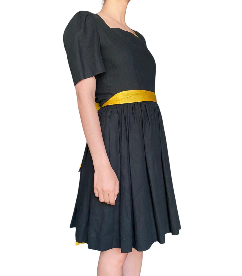 Lanvin Black & Yellow Backless Bowtie Dress - 42