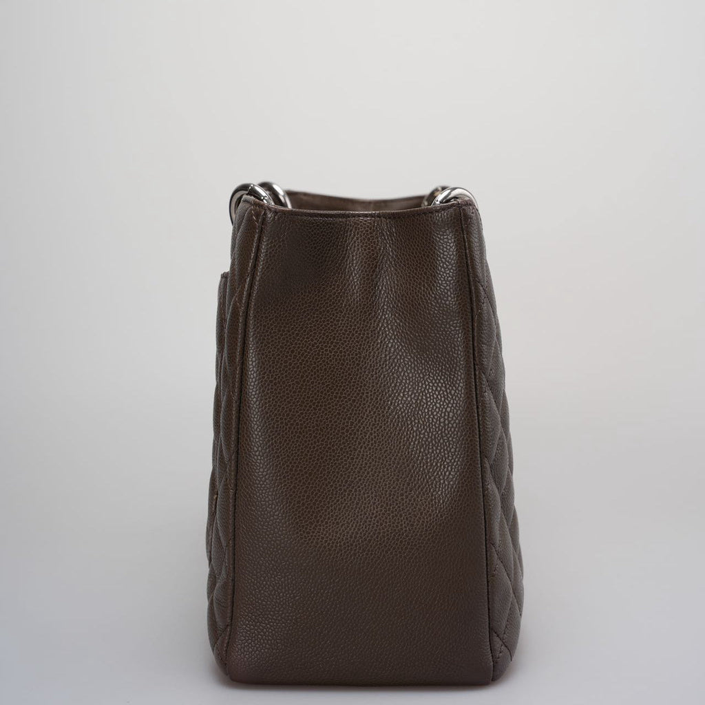 Chanel Brown GST Grand Shopping Tote  Bag in Caviar Leather with  Silver Hardware