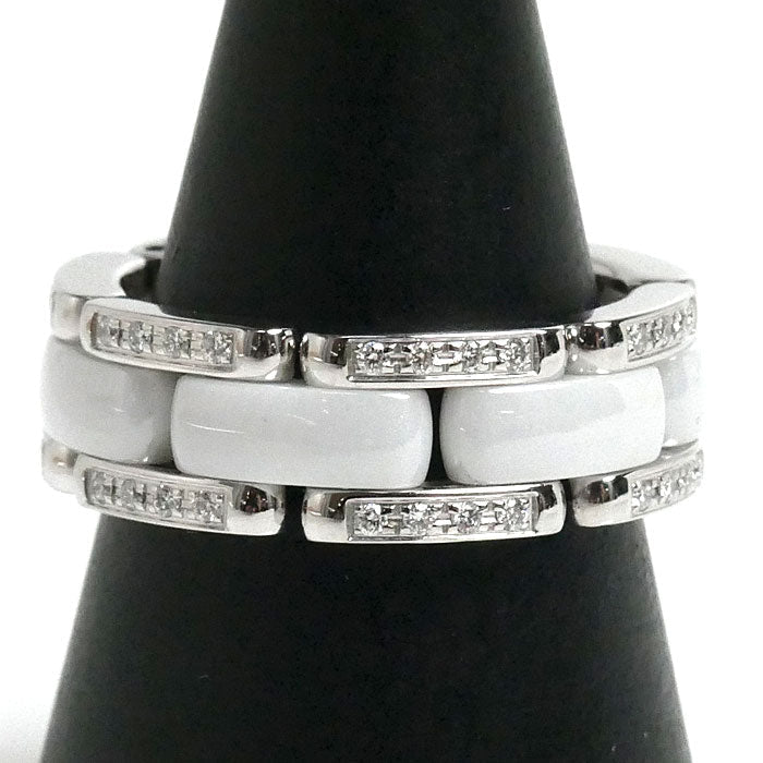Chanel Ultra Collection Au750 White Gold White Ceramic Diamond Ring Size 14.5