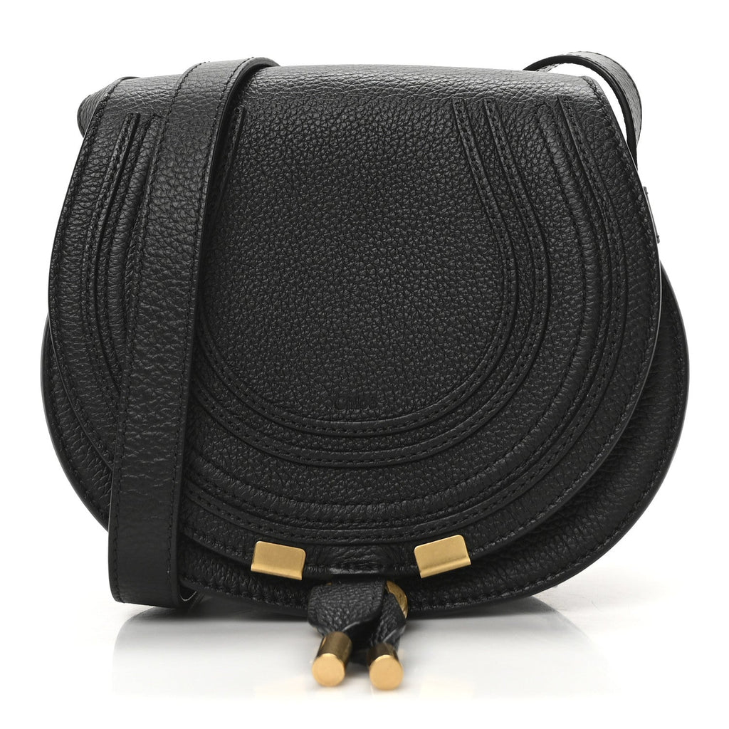 Calfskin Mini Marcie Round Crossbody Bag Black
