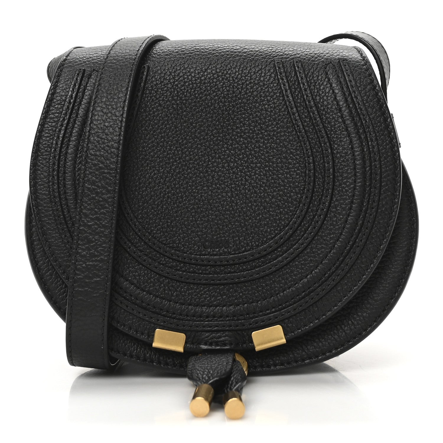 Calfskin Mini Marcie Round Crossbody Bag Black