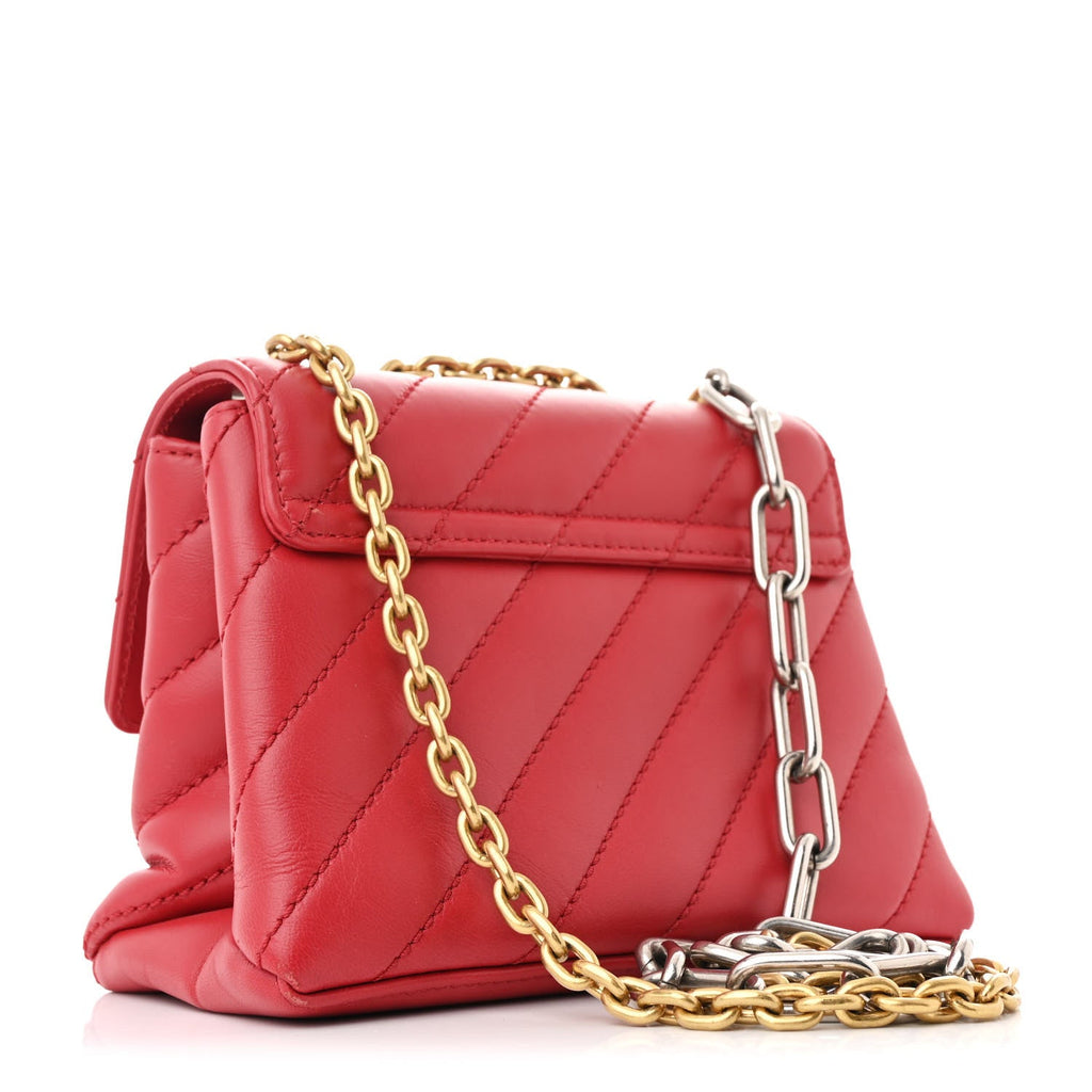 Calfskin Diagonal Quilted Jackhammer 19 Shoulder Bag Red