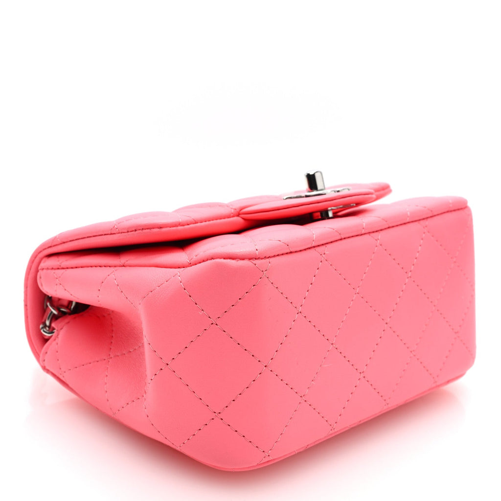 Lambskin Quilted Mini Square Flap Coral Pink