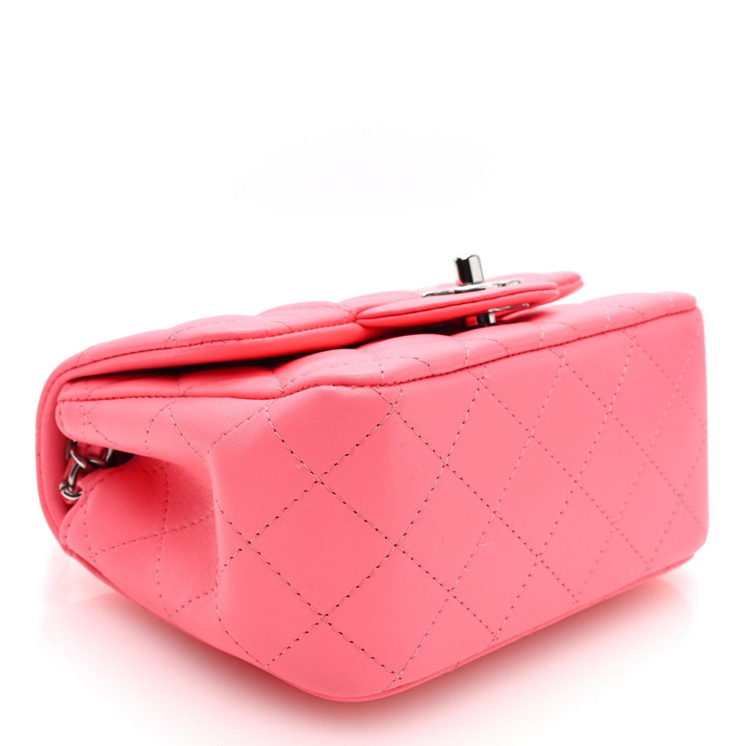 Lambskin Quilted Mini Square Flap Coral Pink