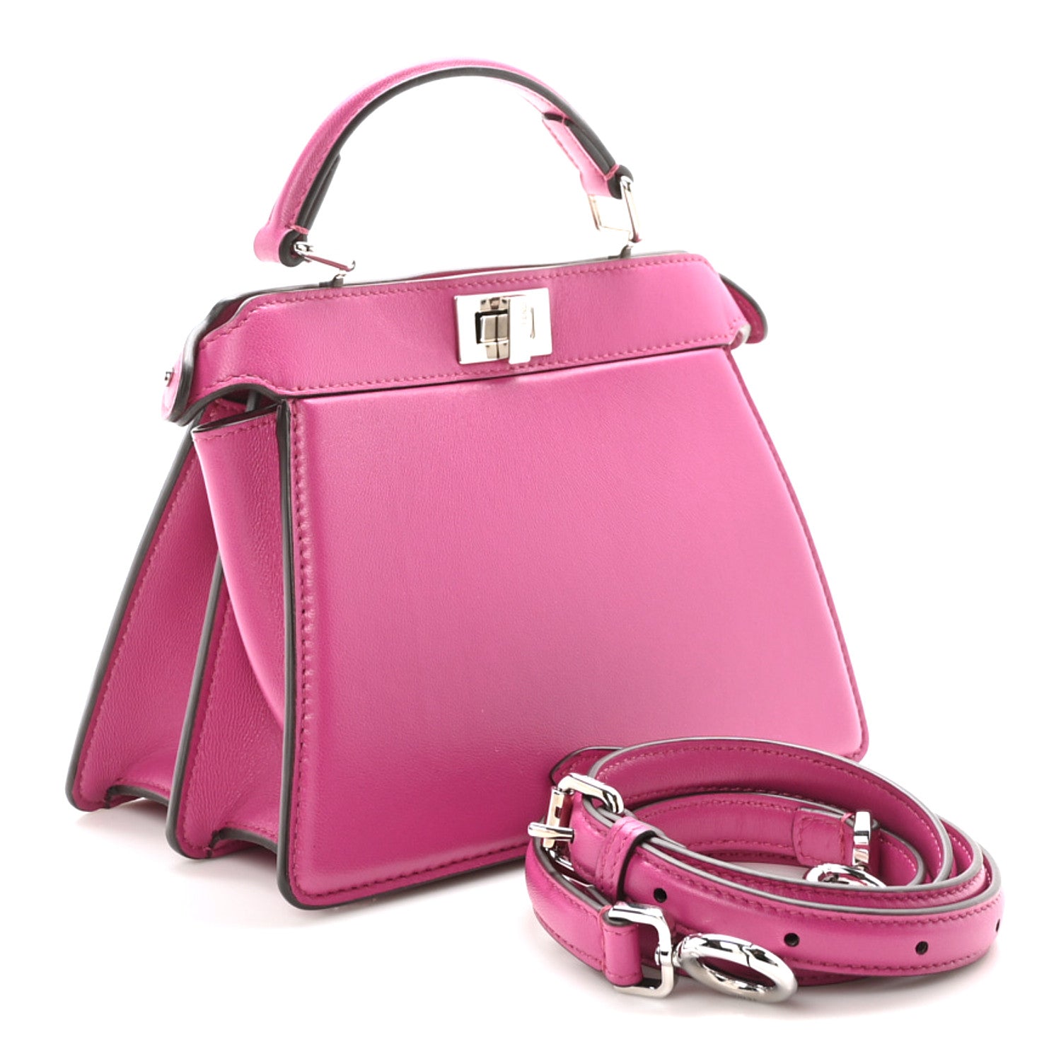 Shiny Nappa Petite Peekaboo I SEE U Satchel Magenta