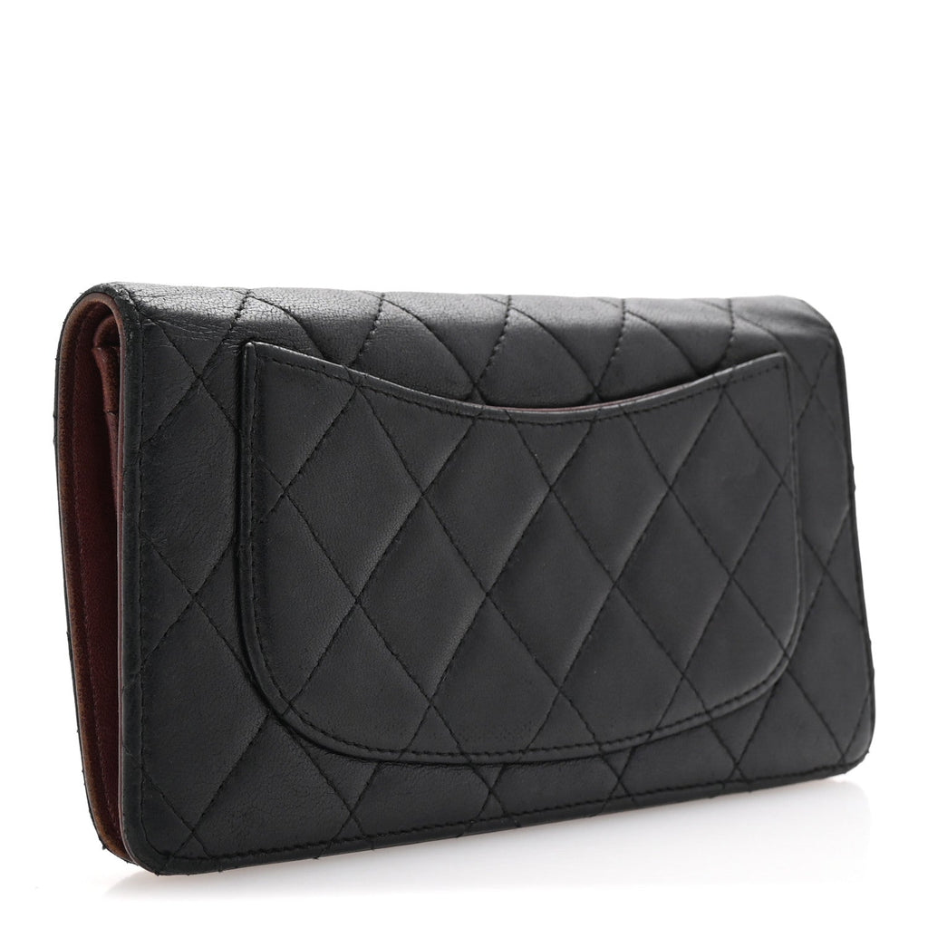Lambskin Quilted Yen Wallet Black