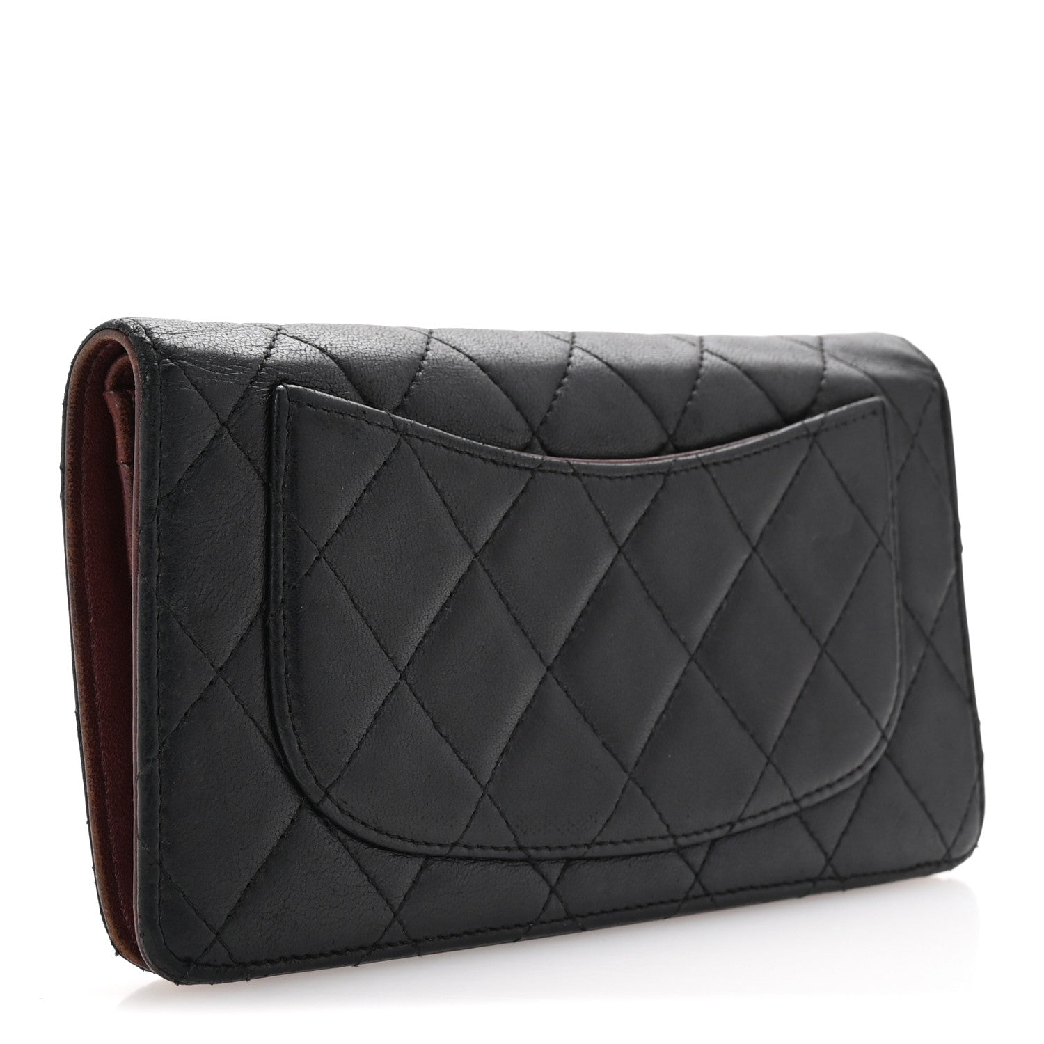 Lambskin Quilted Yen Wallet Black
