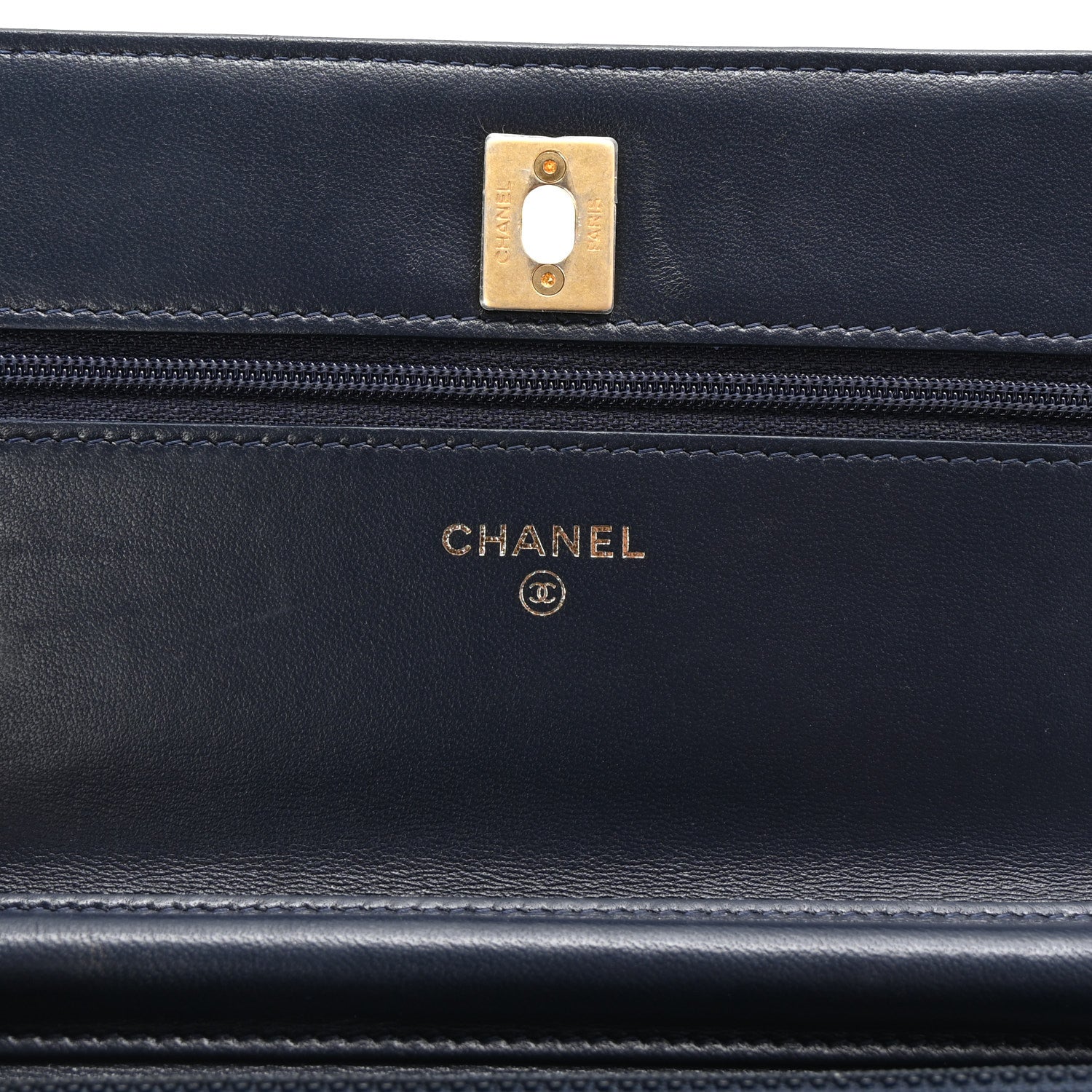 Lambskin Quilted Pearl Crush Wallet on Chain WOC Navy