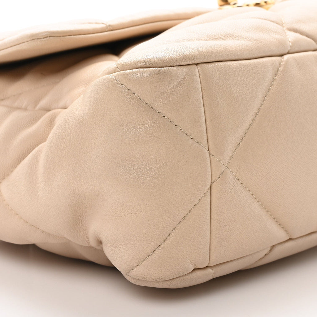 Lambskin Quilted Large Chanel 19 Flap Beige