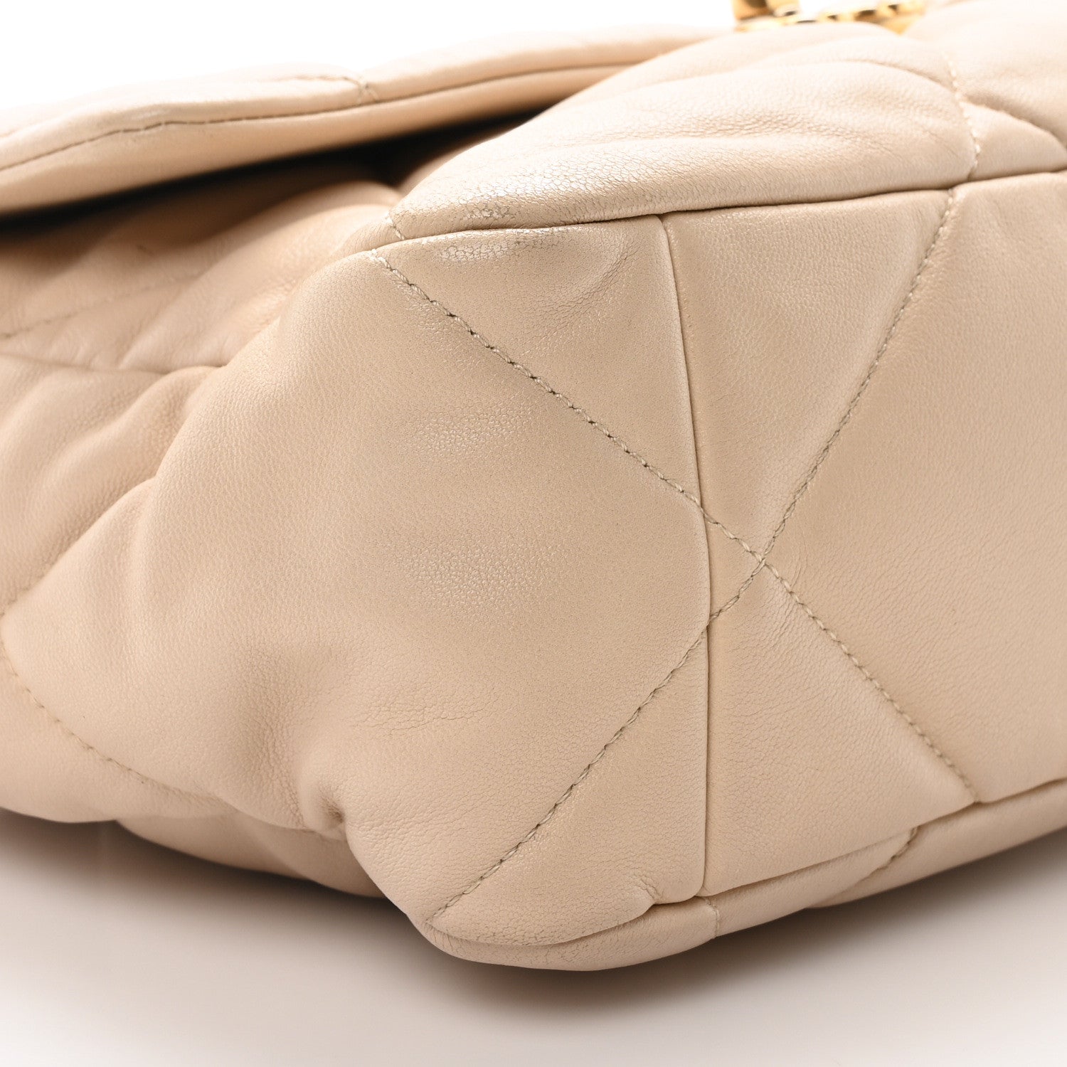 Lambskin Quilted Large Chanel 19 Flap Beige