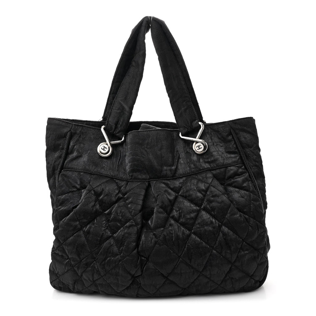 Crinkled Coated Canvas Le Marais Large Tote Black