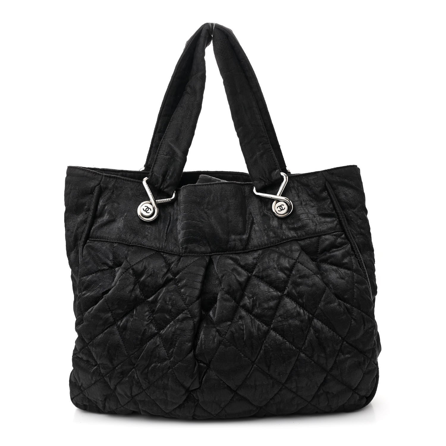 Crinkled Coated Canvas Le Marais Large Tote Black