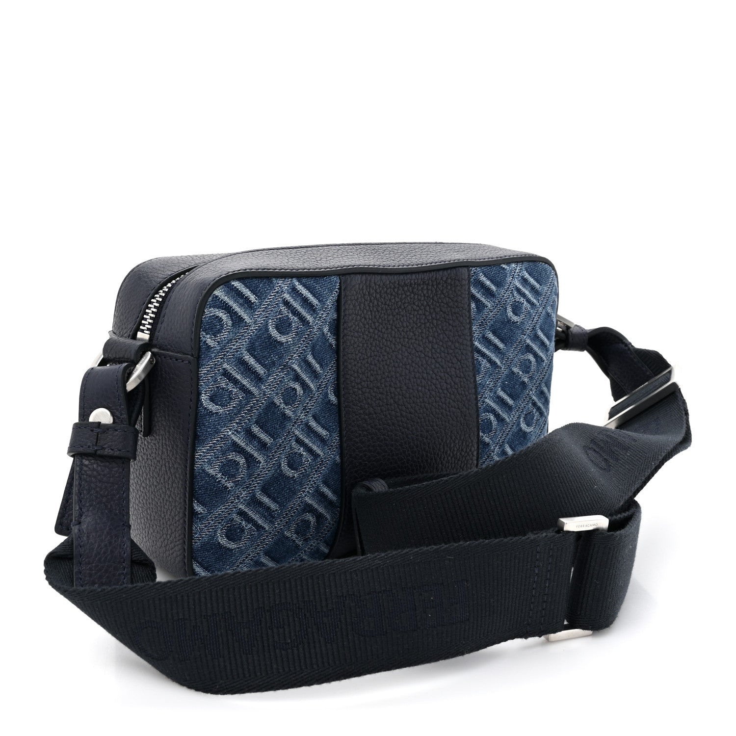 Monogram Denim Crossbody Bag Blue