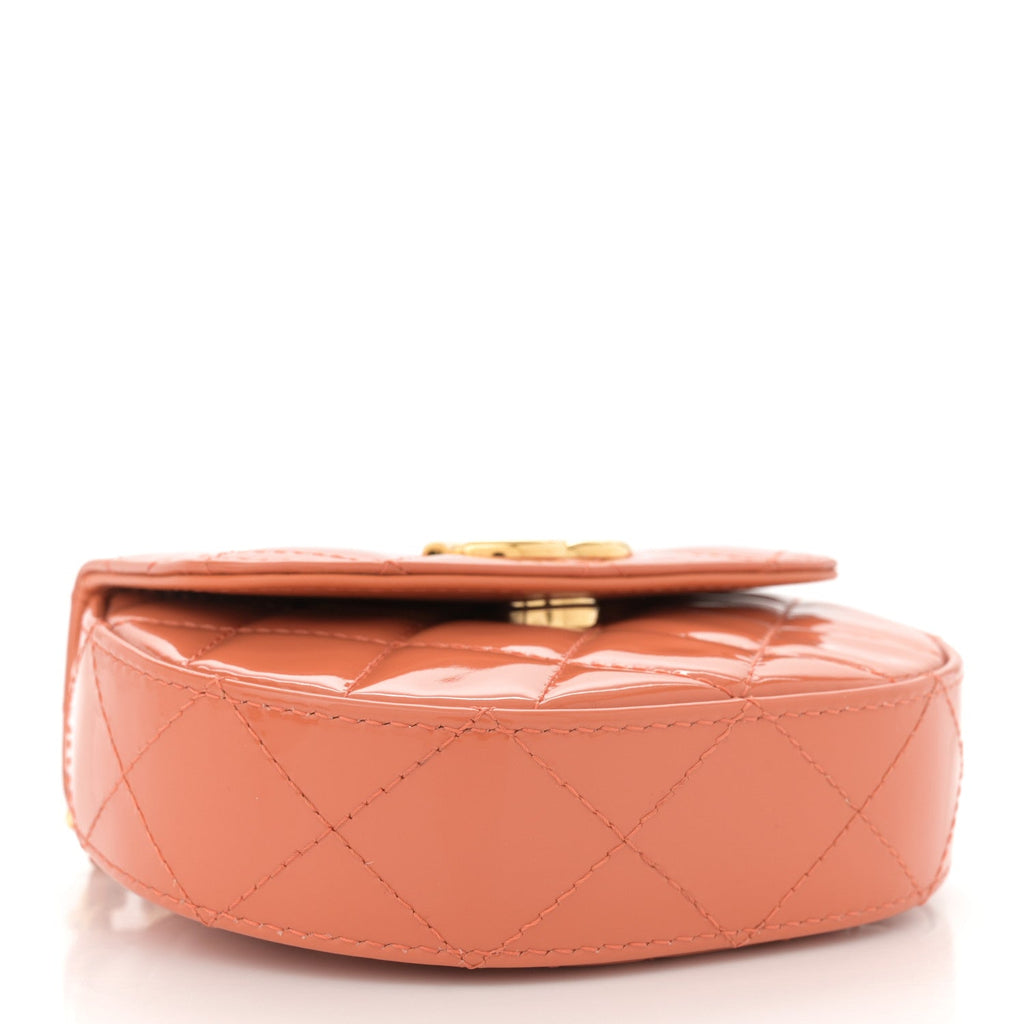 Patent Quilted Mini Top Handle Crossbody Flap Orange