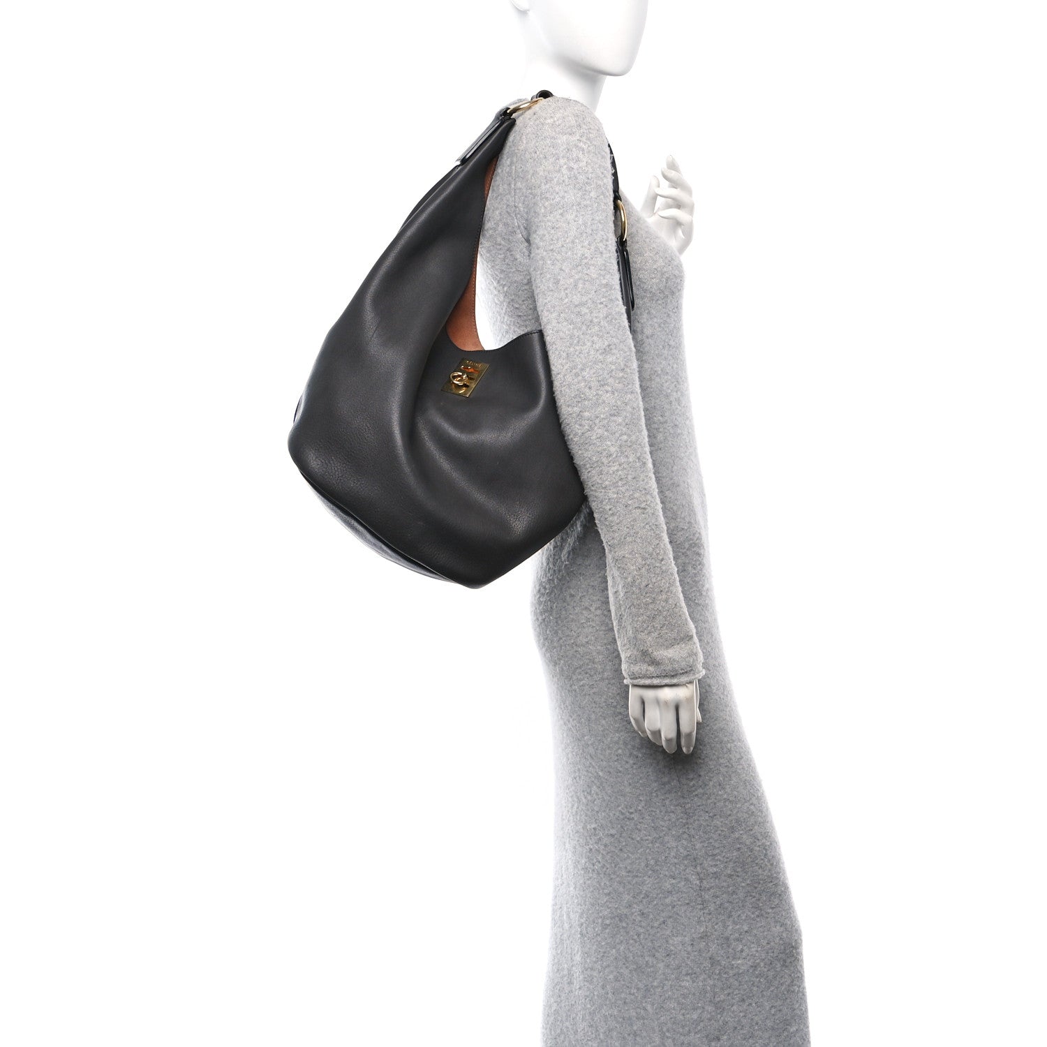 Calfskin Hobo Black
