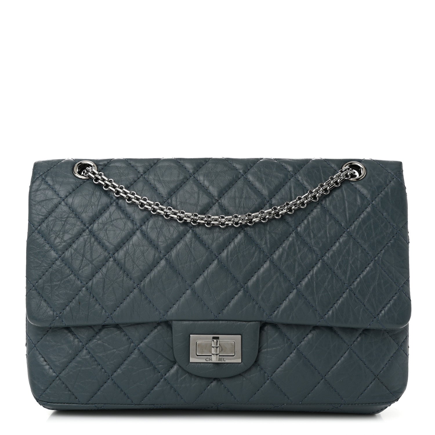 Aged Calfskin Quilted 2.55 Reissue 226 Flap Dark Blue
