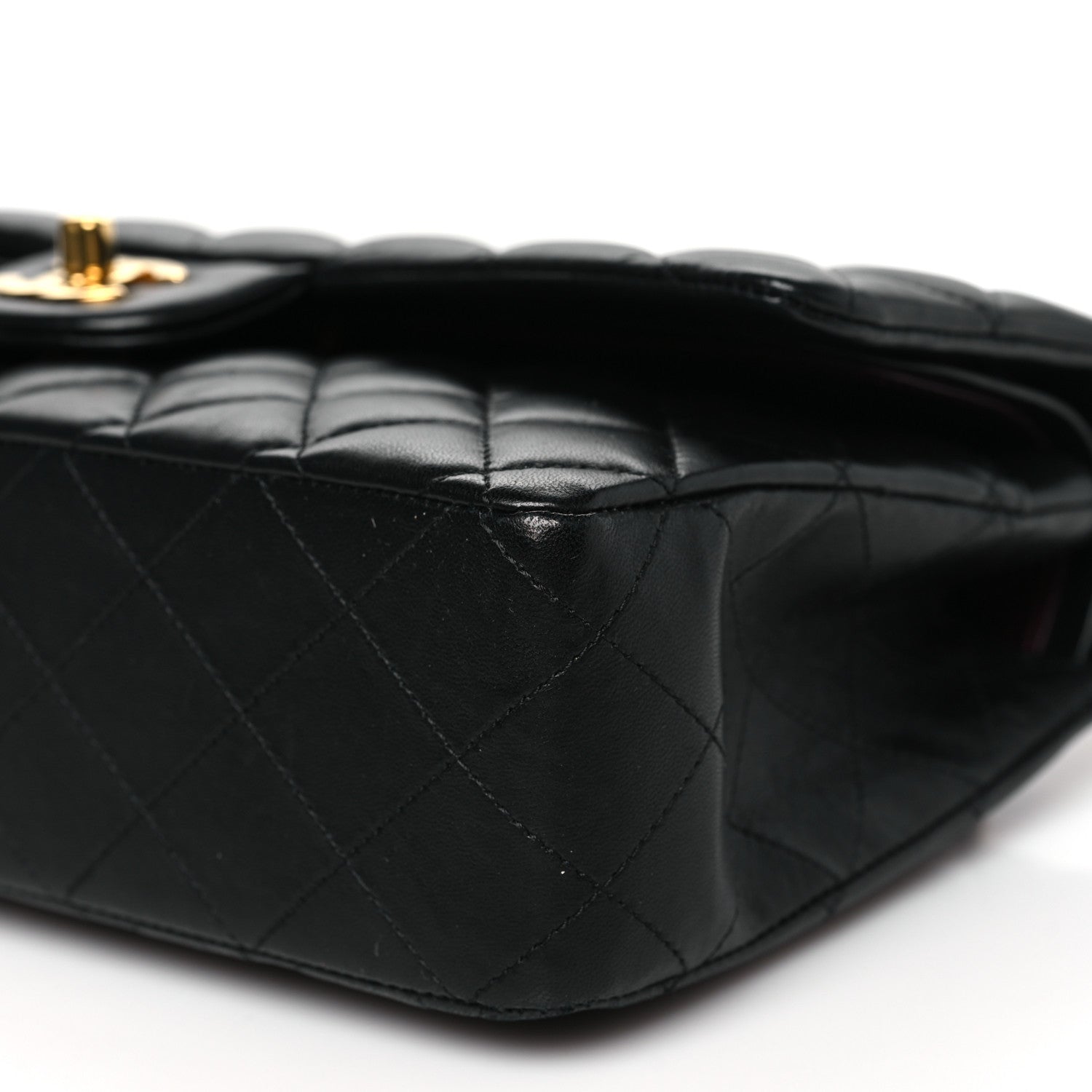 Lambskin Quilted Medium Double Flap Black