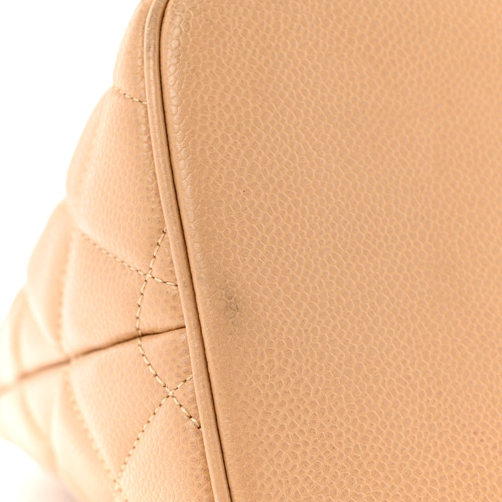 Caviar Quilted Medallion Tote Beige