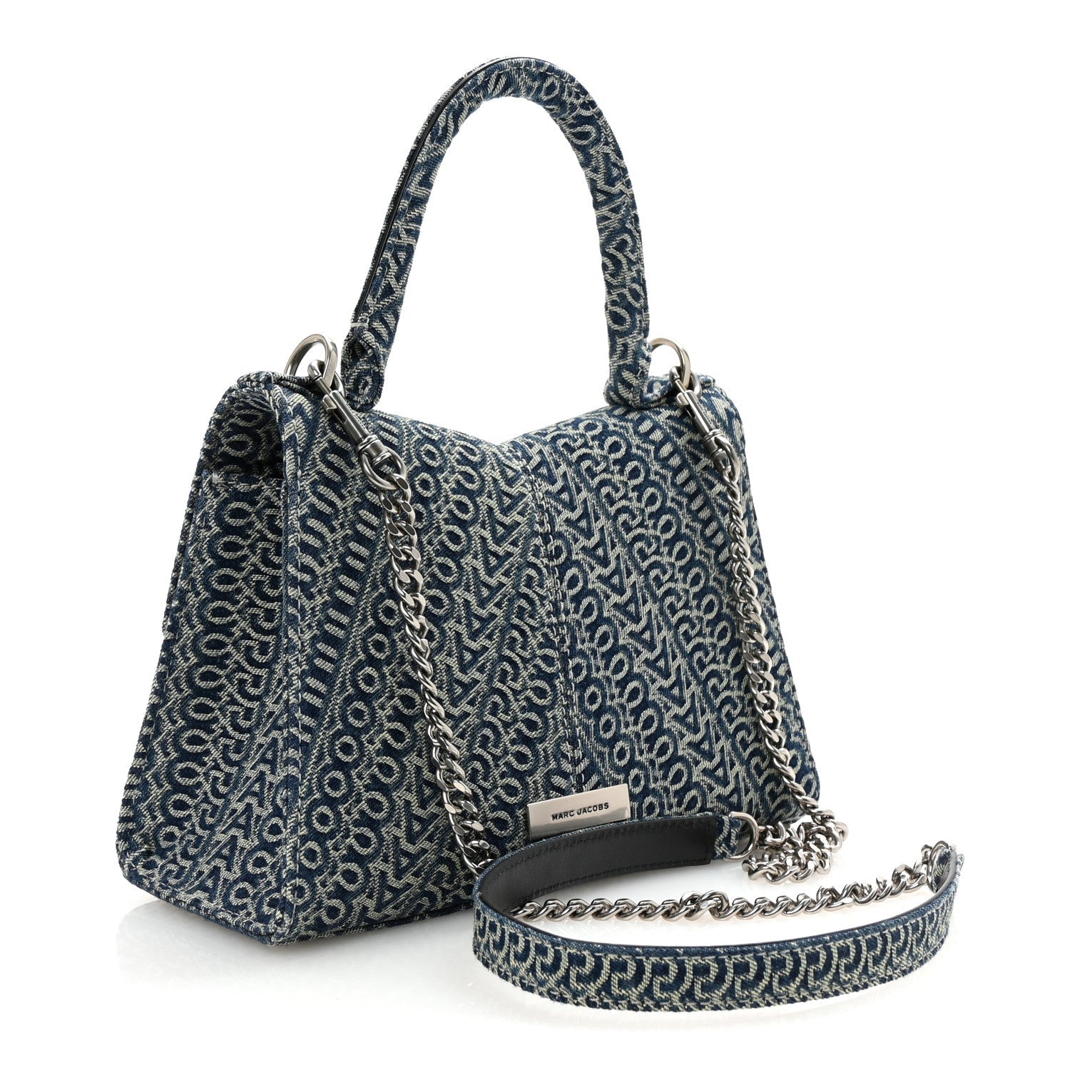 Sun Faded Denim Monogram The St Marc Mini Top Handle Bag Blue