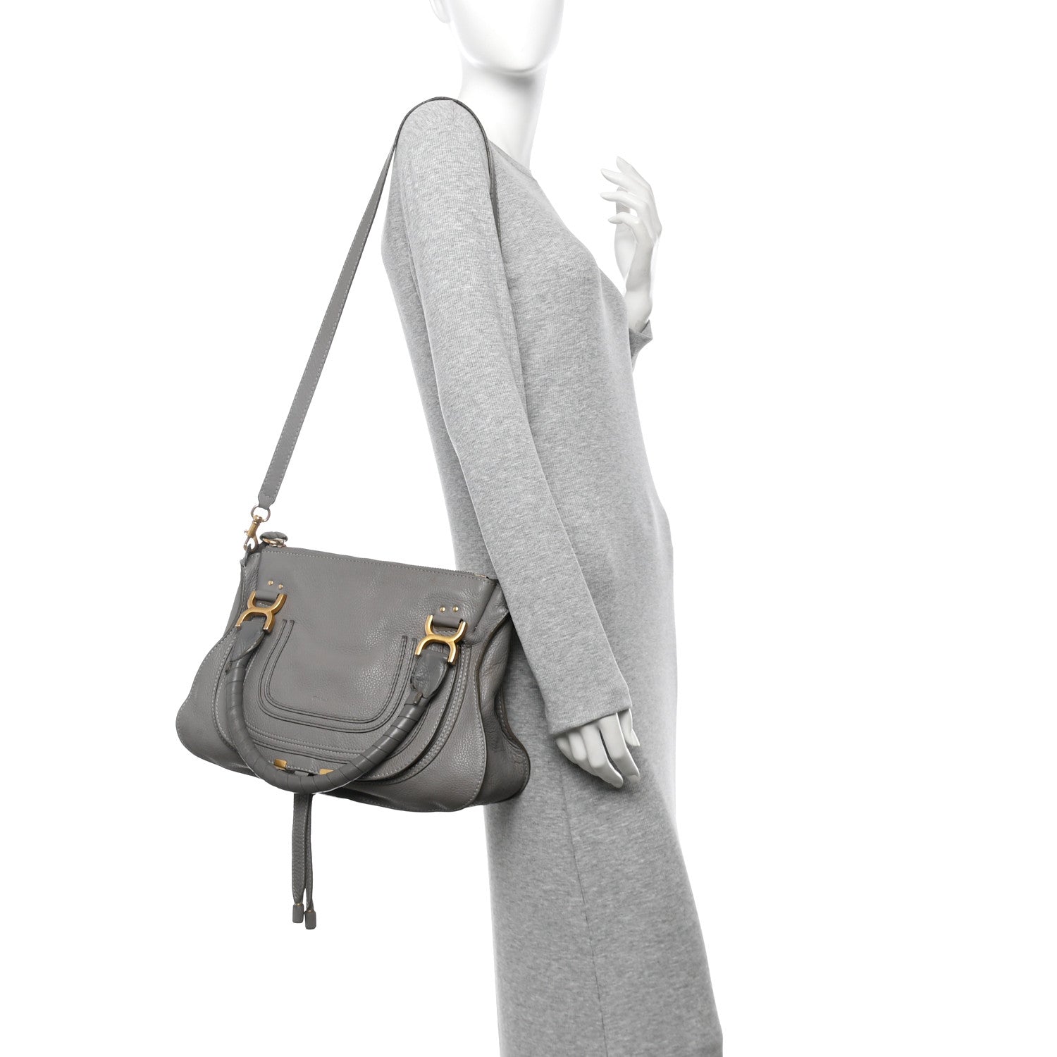 Calfskin Medium Marcie Satchel Cashmere Grey