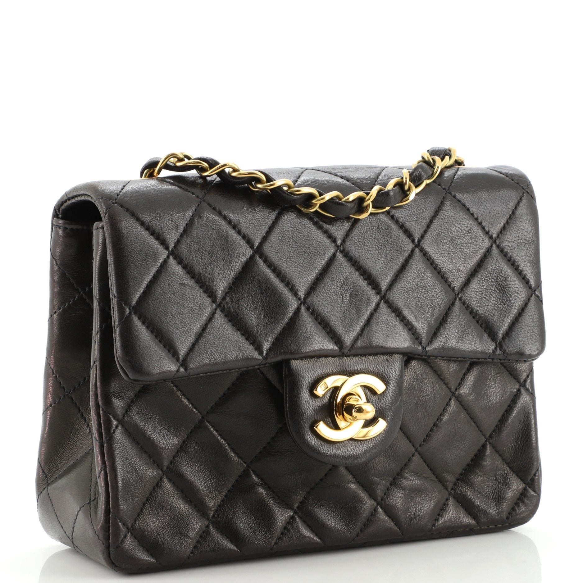 Vintage Square Classic Single Flap Bag Quilted Lambskin Mini