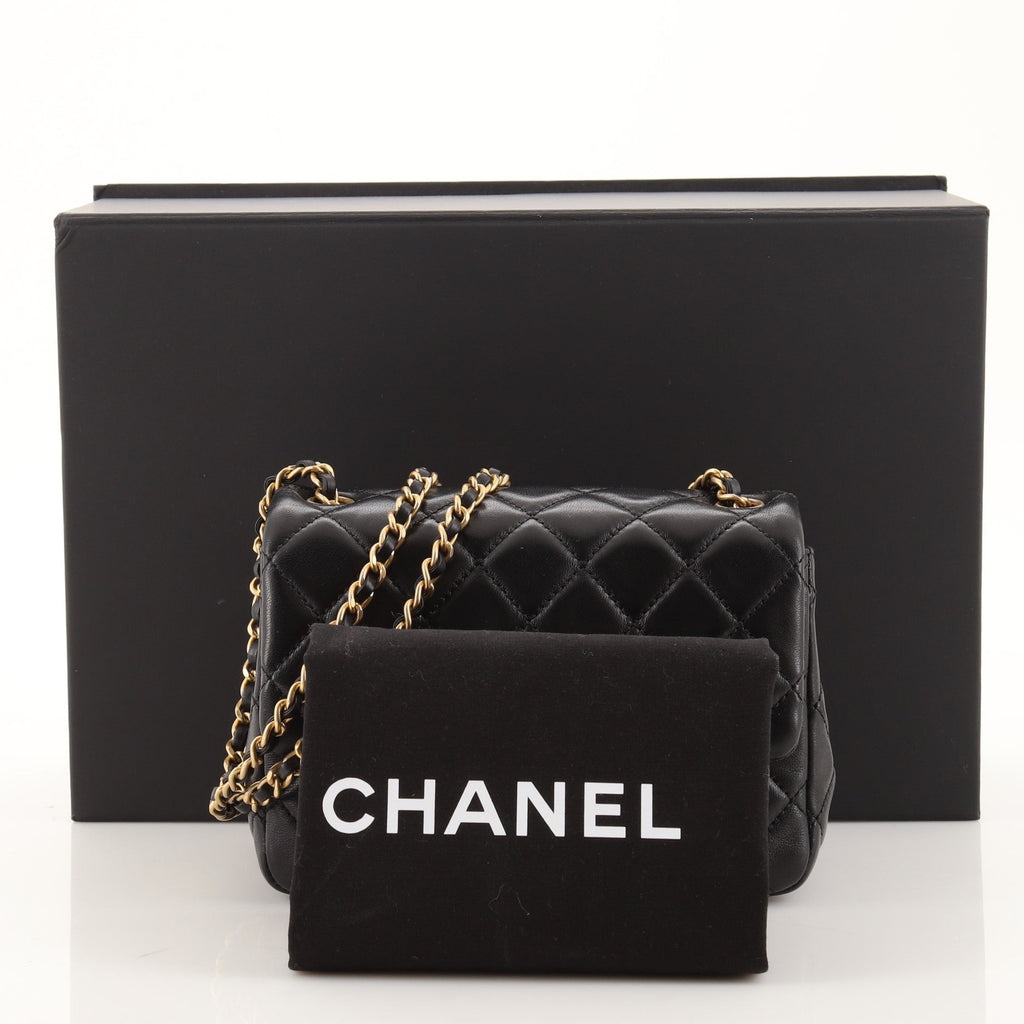 Pearl Crush Square Flap Bag Quilted Lambskin Mini