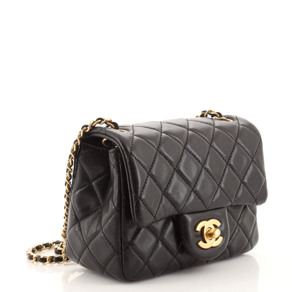 Pearl Crush Square Flap Bag Quilted Lambskin Mini