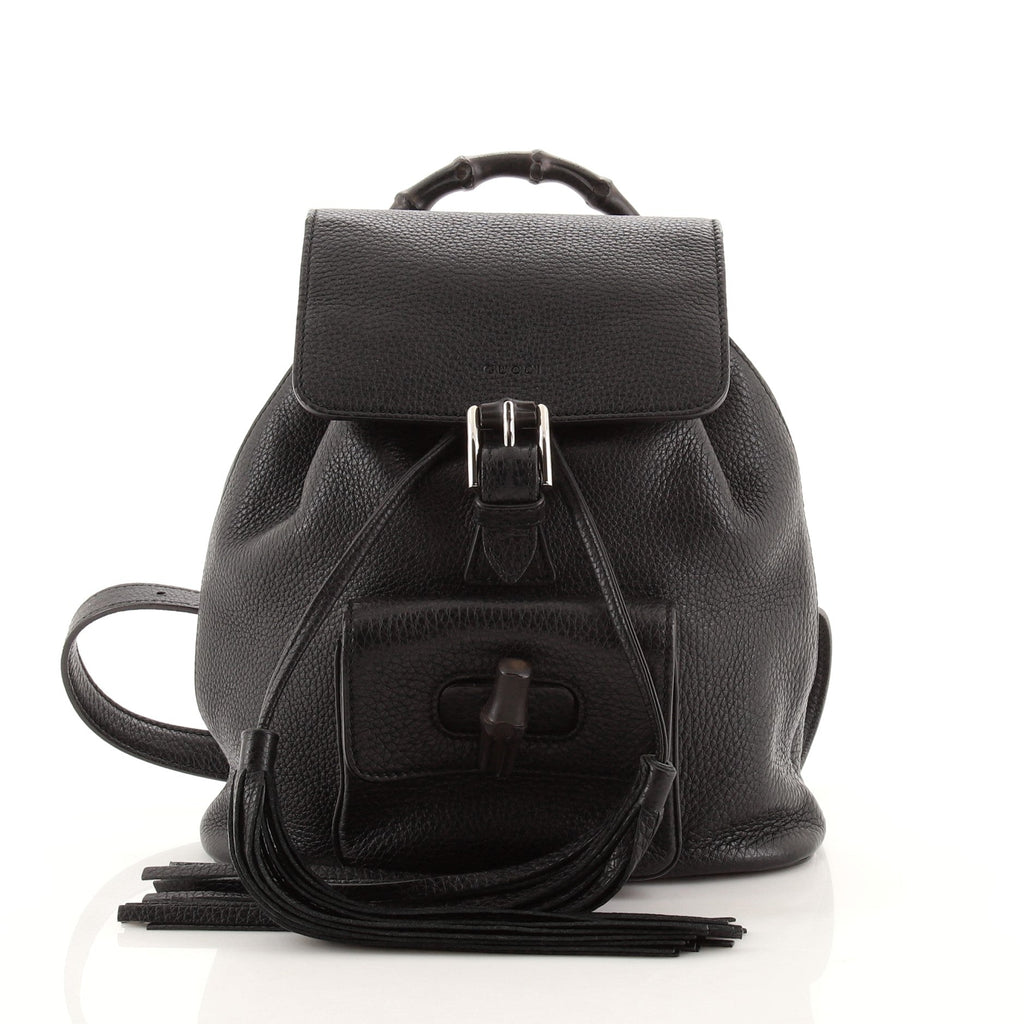 Bamboo Tassel Backpack Leather Mini