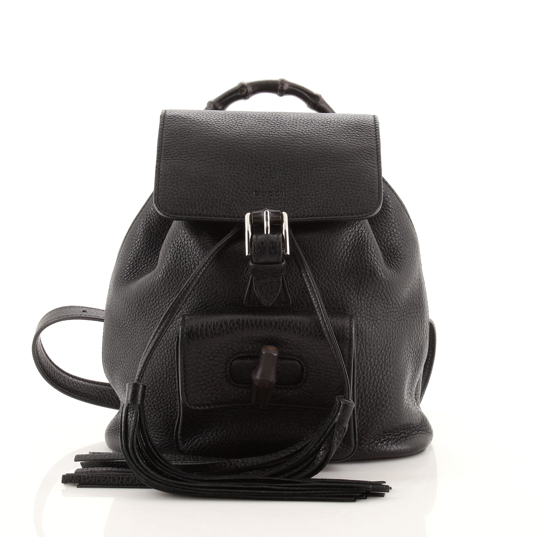 Bamboo Tassel Backpack Leather Mini