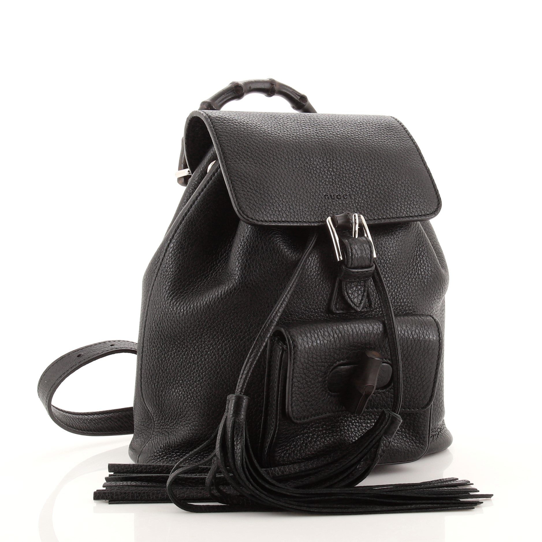 Bamboo Tassel Backpack Leather Mini
