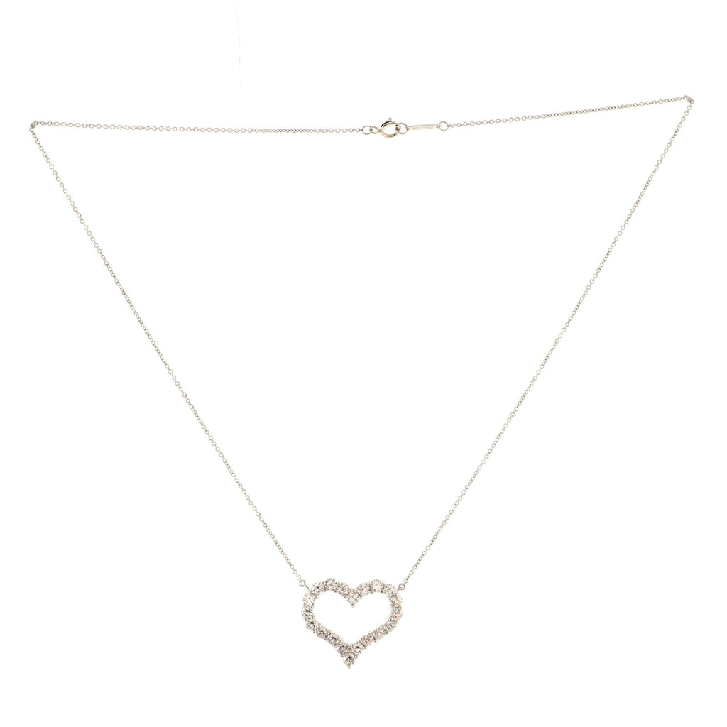 Sentimental Heart Necklace Platinum with Diamonds Large