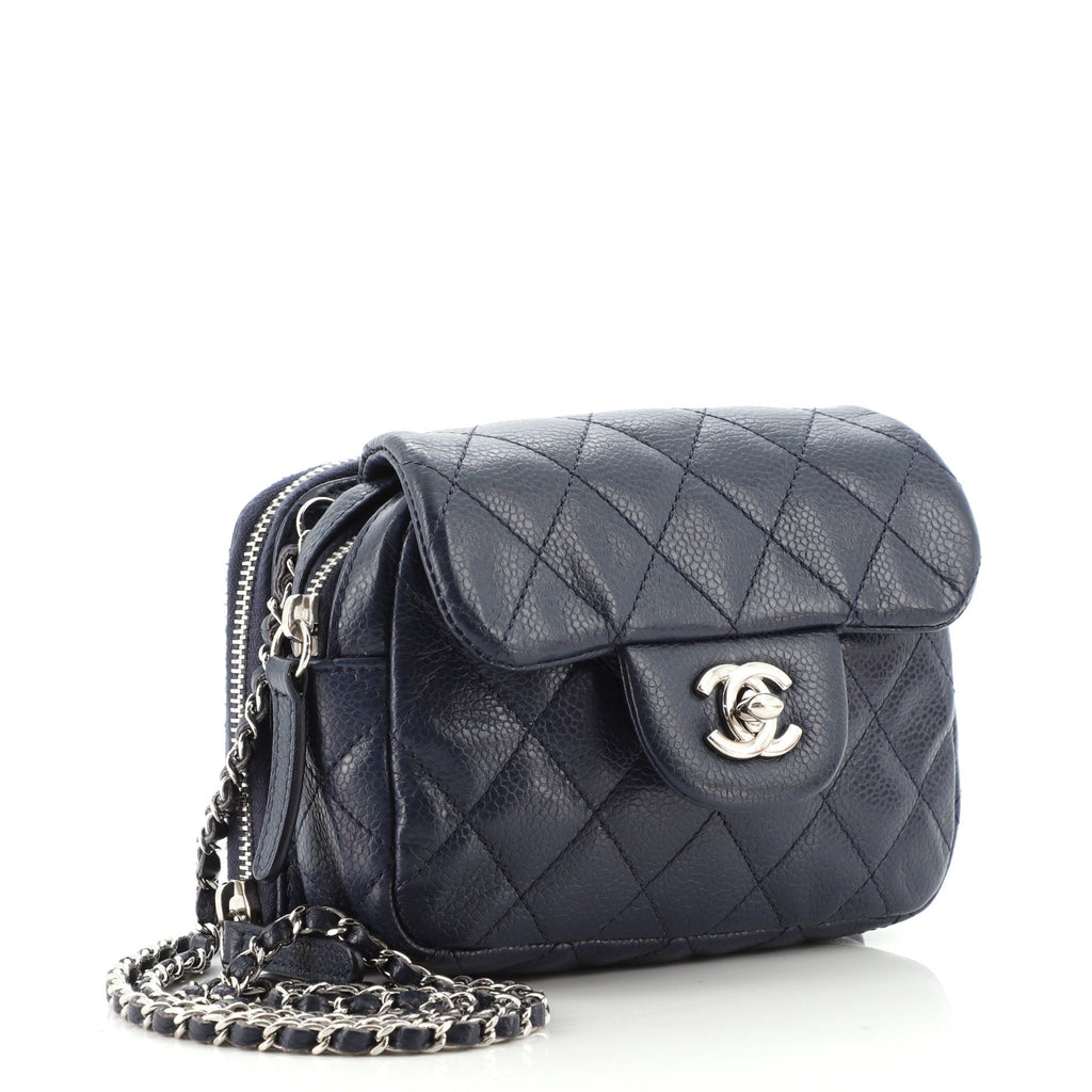 Wallet on Chain Flap Bag Quilted Caviar Mini
