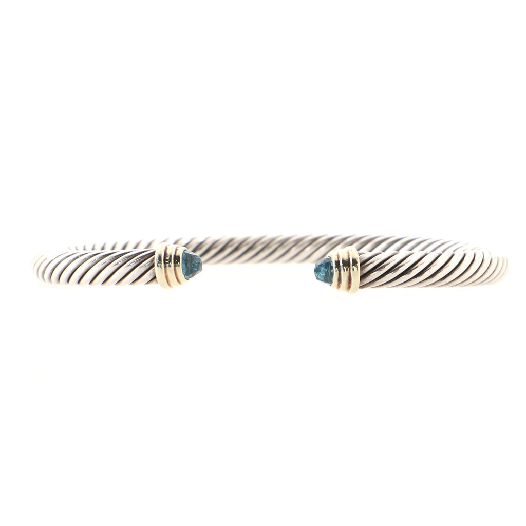 Cable Classic Bracelet Sterling Silver with 14K Yellow Gold and Topaz 5mm