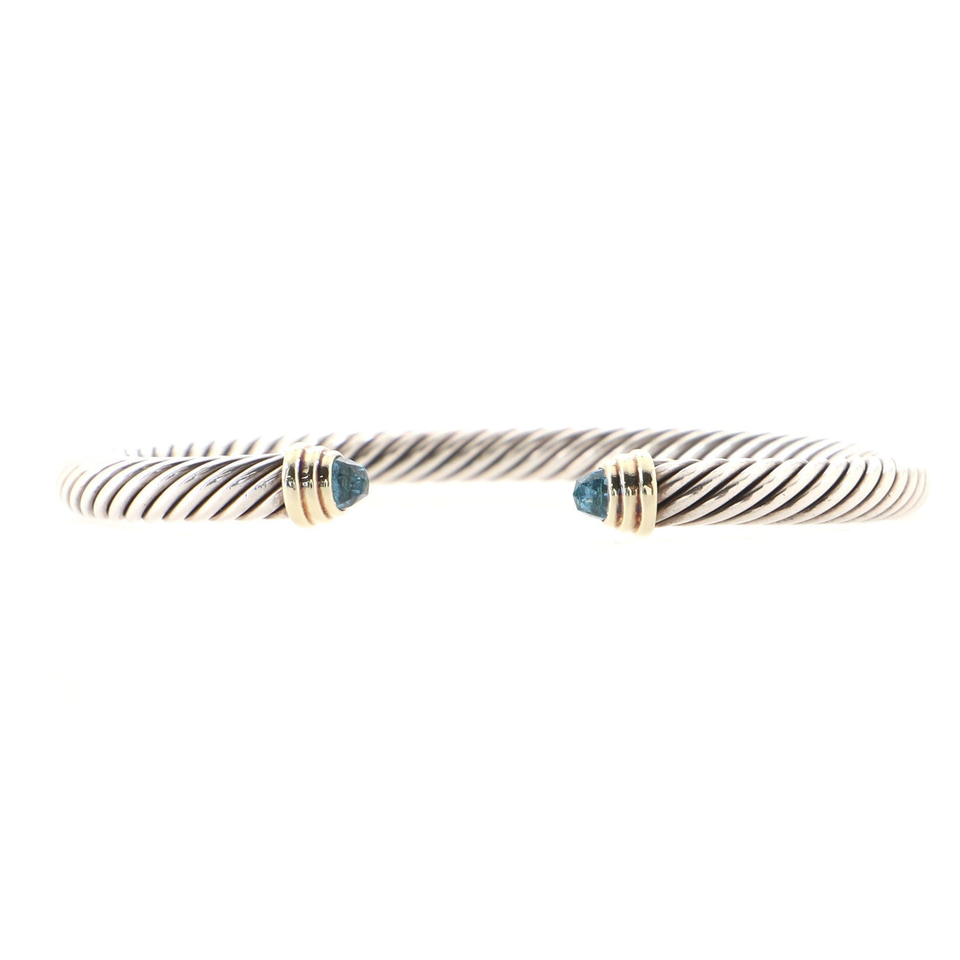 Cable Classic Bracelet Sterling Silver with 14K Yellow Gold and Topaz 5mm