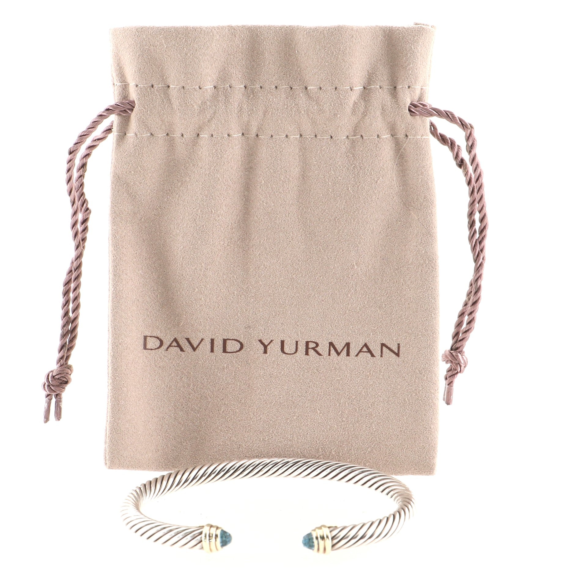 Cable Classic Bracelet Sterling Silver with 14K Yellow Gold and Topaz 5mm