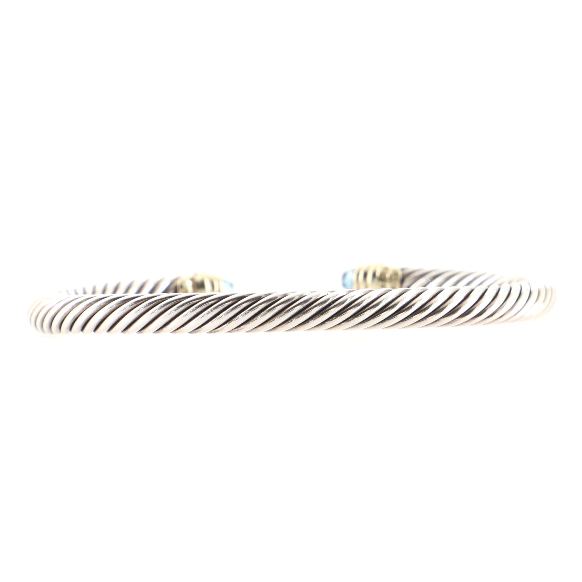 Cable Classic Bracelet Sterling Silver with 14K Yellow Gold and Topaz 5mm