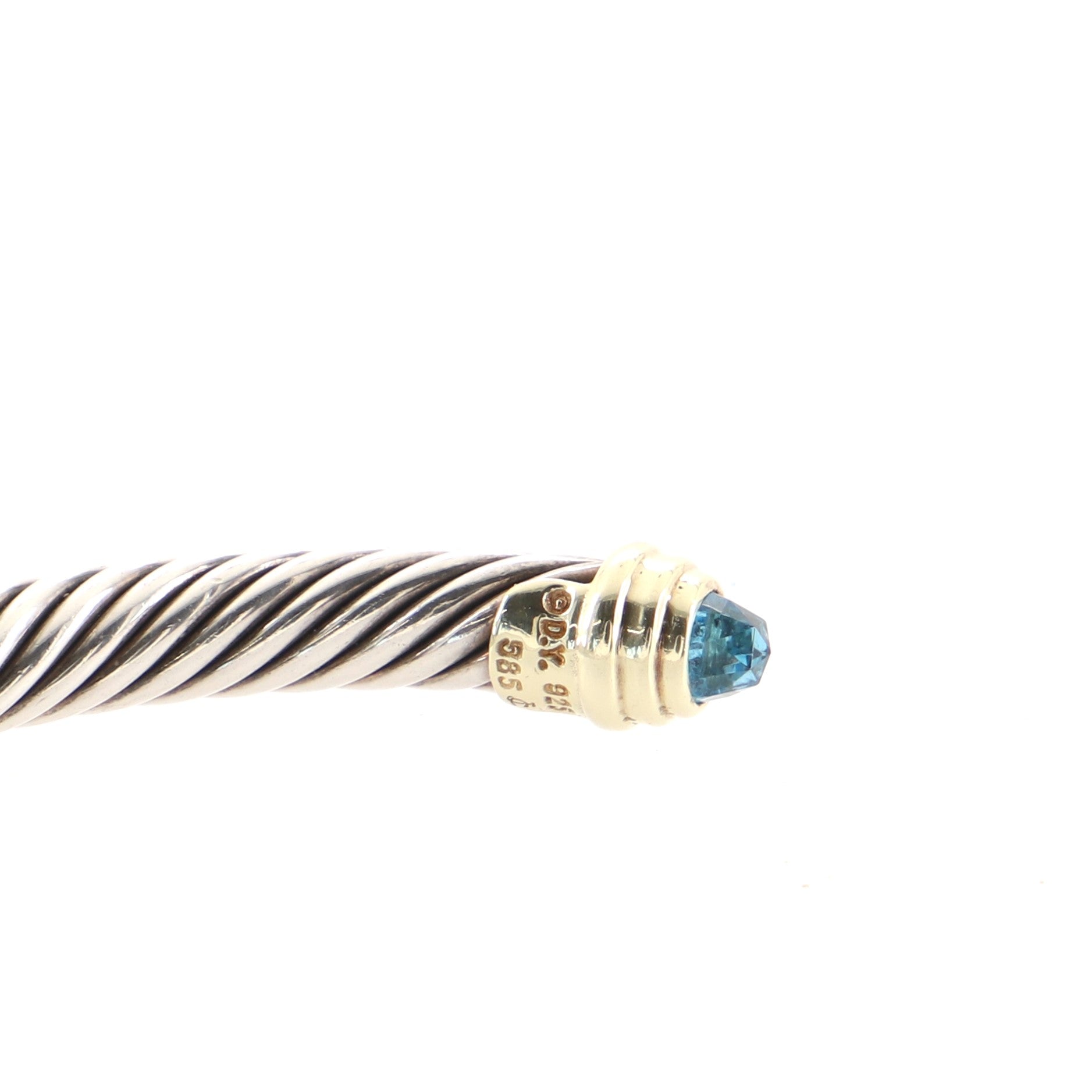 Cable Classic Bracelet Sterling Silver with 14K Yellow Gold and Topaz 5mm