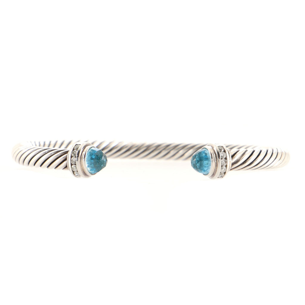 Cable Classic Princess Bracelet Sterling Silver with Topaz and Diamonds 5mm