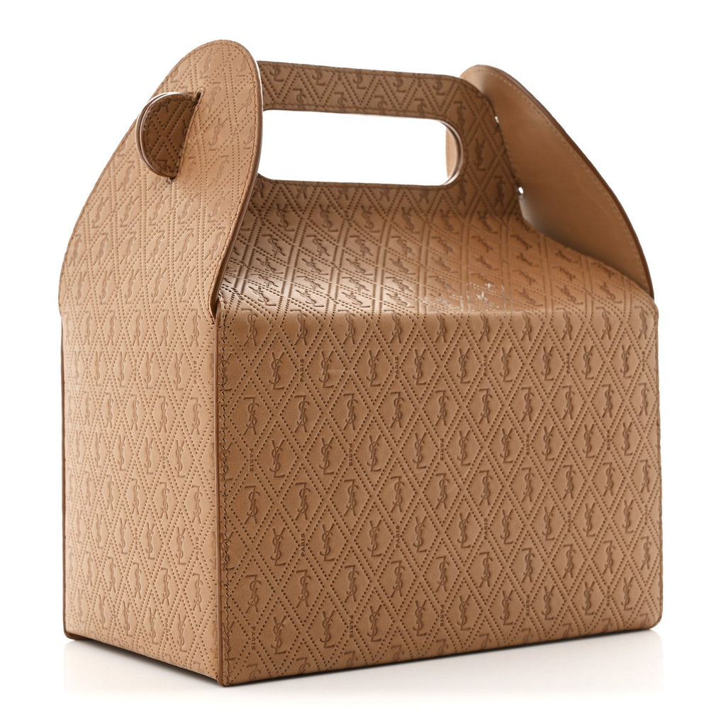Calfskin Monogram Take Away Box Dusty Vintage Brown Gold