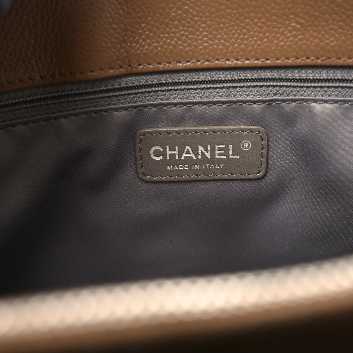 Caviar Quilted Grand Shopping Tote GST Dark Beige