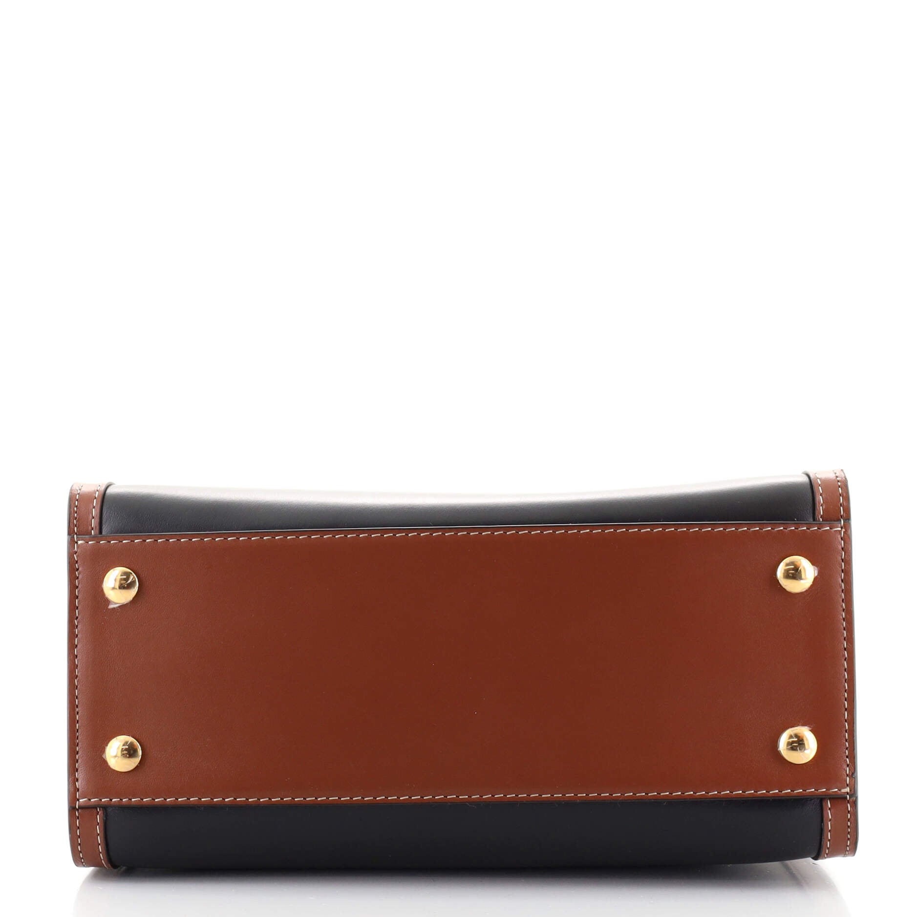 Title Two Handle Tote Leather with Vintage Check Canvas Mini
