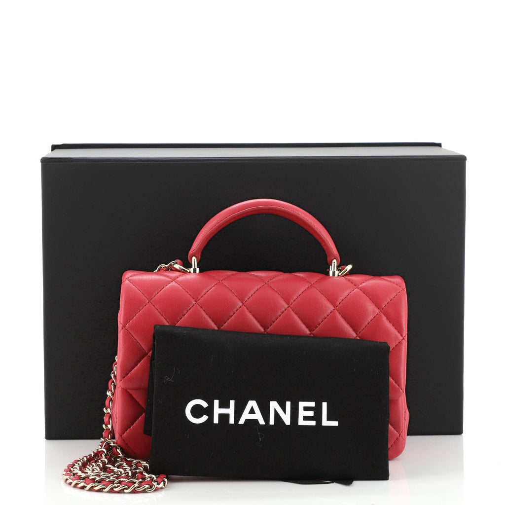 Classic Single Flap Top Handle Bag Quilted Lambskin Mini