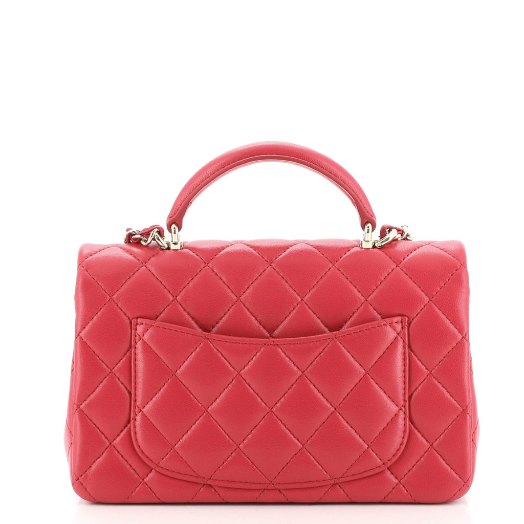 Classic Single Flap Top Handle Bag Quilted Lambskin Mini