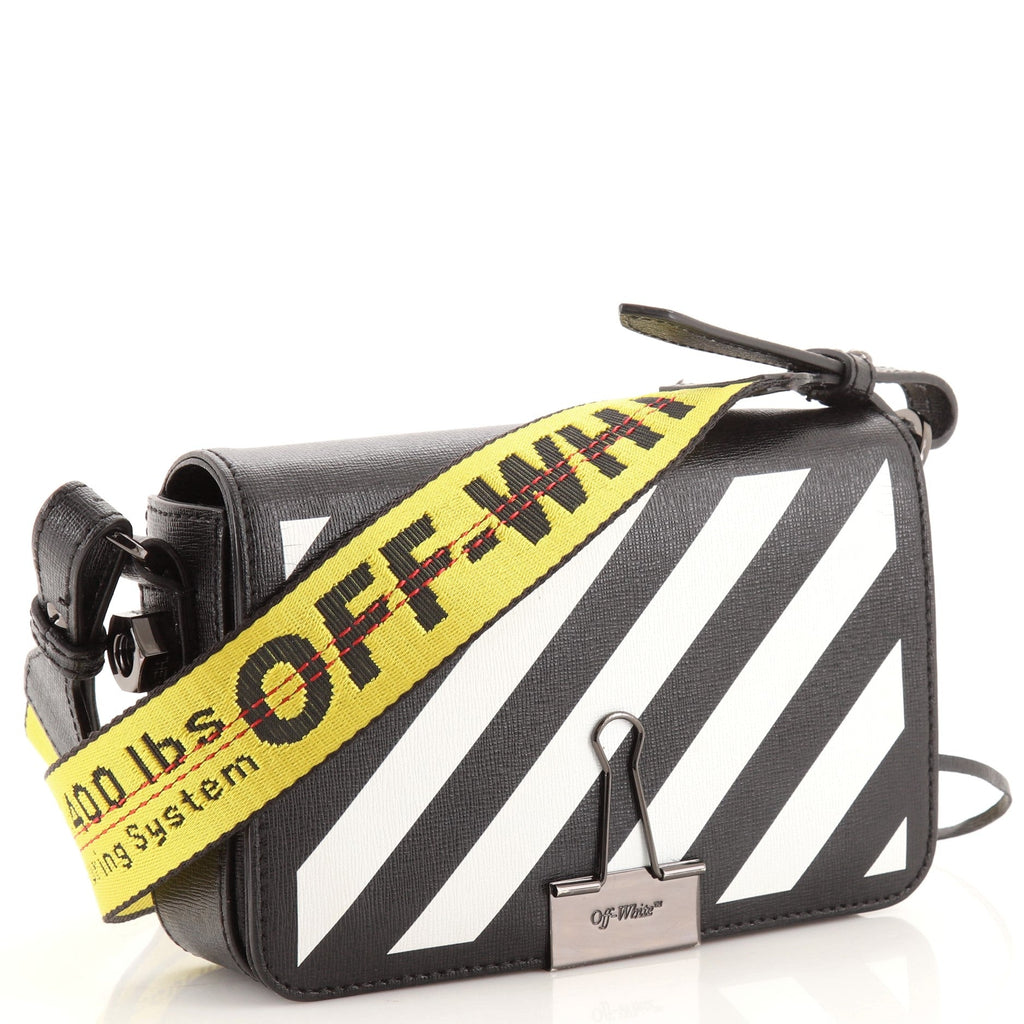 Binder Clip Flap Bag Striped Leather Mini