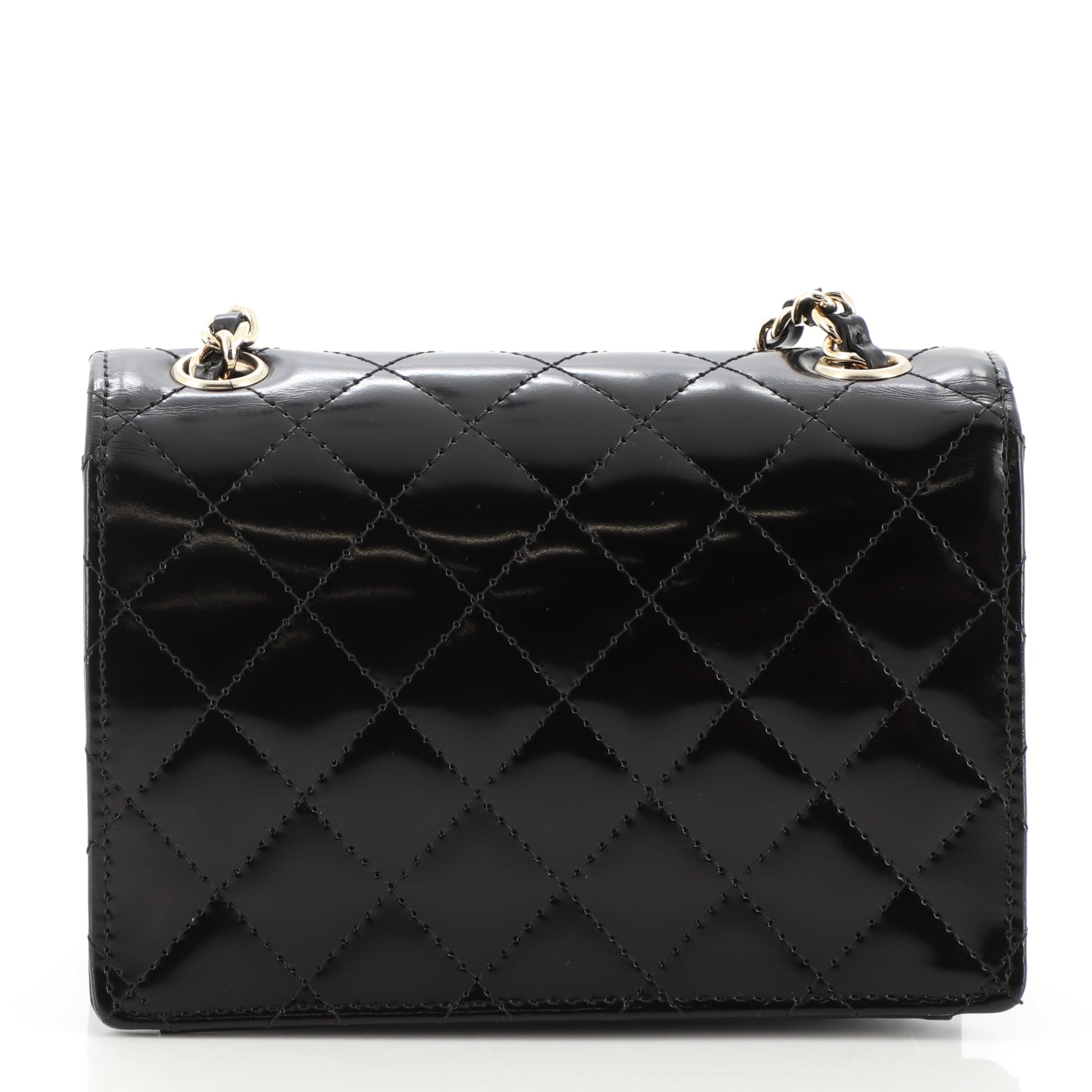 Vintage CC Chain Flap Bag Quilted Patent Mini