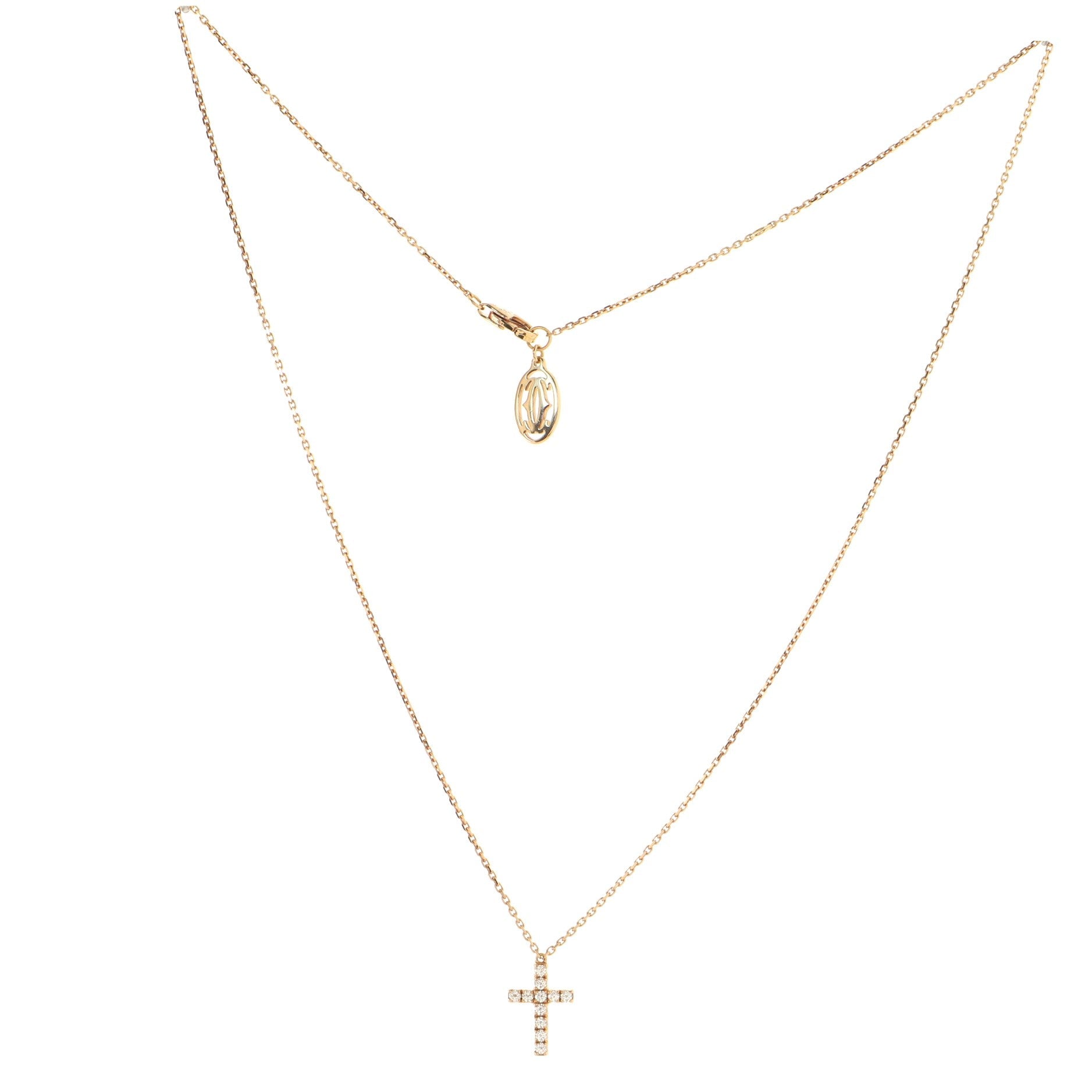 Cross Pendant Necklace 18K Rose Gold with Diamonds
