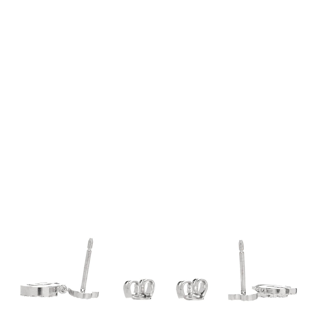 18K White Gold Diamond GG Running Heart Drop Earrings